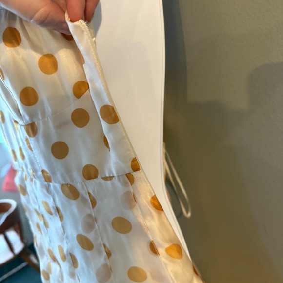 Anthropologie En Saison Ava Midi Dress Polka Dot Bustier Cream Yellow M Feminine - Picture 10 of 16